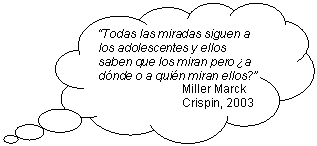 Llamada de nube: �Todas las miradas siguen a los adolescentes y ellos saben que los miran pero &iquest;a d&oacute;nde o a qui&eacute;n miran ellos?�   Miller Marck Crispin, 2003    